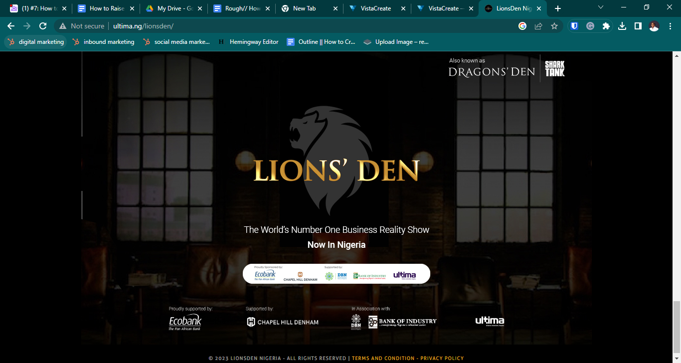 Home page of Lions Den